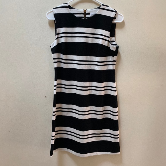 Calvin Klein Dresses & Skirts - Calvin Klein Black + White Stripe Dress w/ zipper